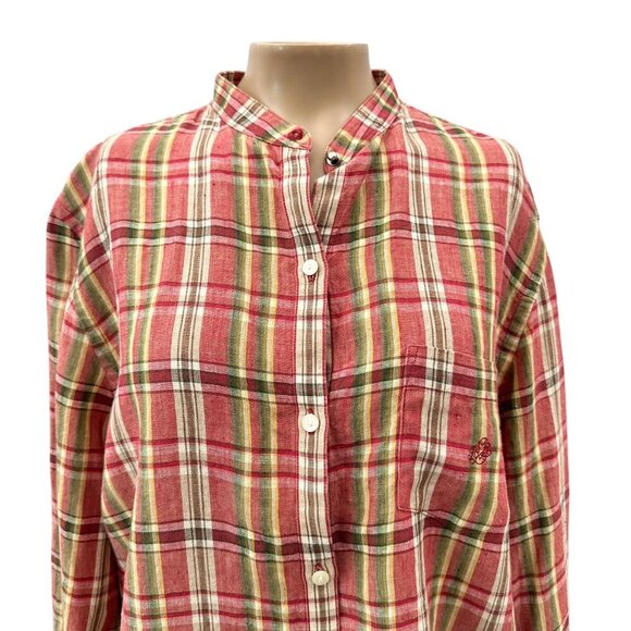 Ralph Lauren Linen Plaid Button Up Shirt Long Sleeve‎ Multicolor Women L - Picture 2 of 10